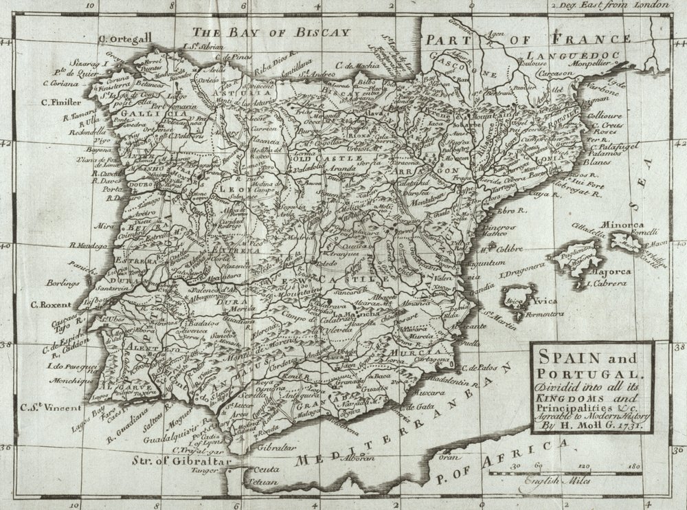 Mapa de España y Portugal, 1731 de Hermann Moll