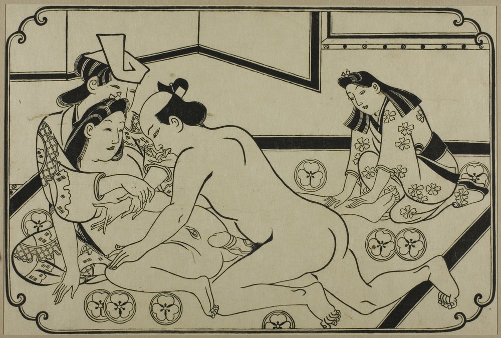 Una hoja de un álbum shunga de Hishikawa Moronobu