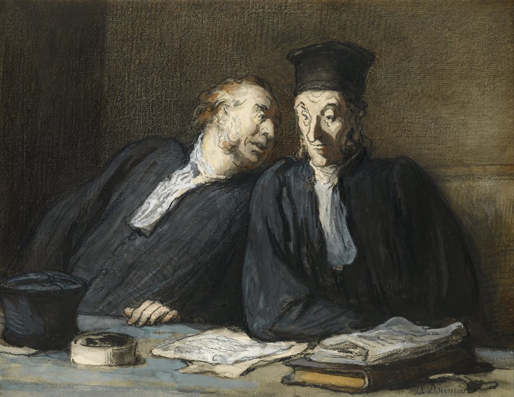 Dos abogados conversando de Honoré Daumier