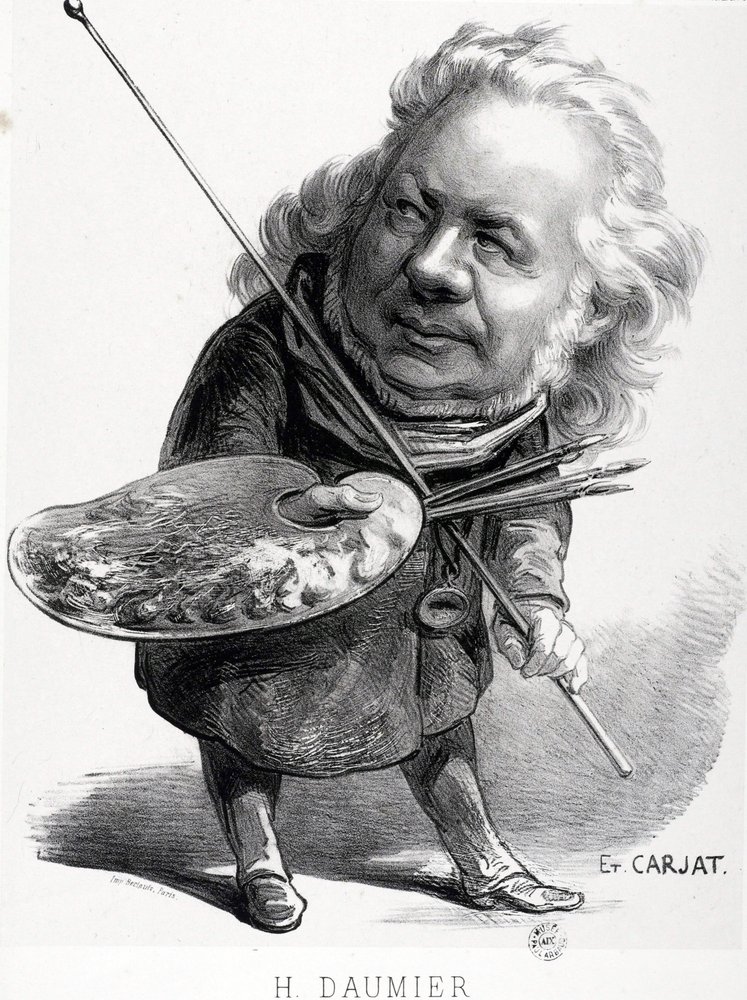 Caricatura de Honoré Daumier (1808-1879), grabador, pintor y escultor francés. Grabado de Carjat (1828-1906). Dim: 29,5x23cm. Museo Arbaud. de Honoré Daumier