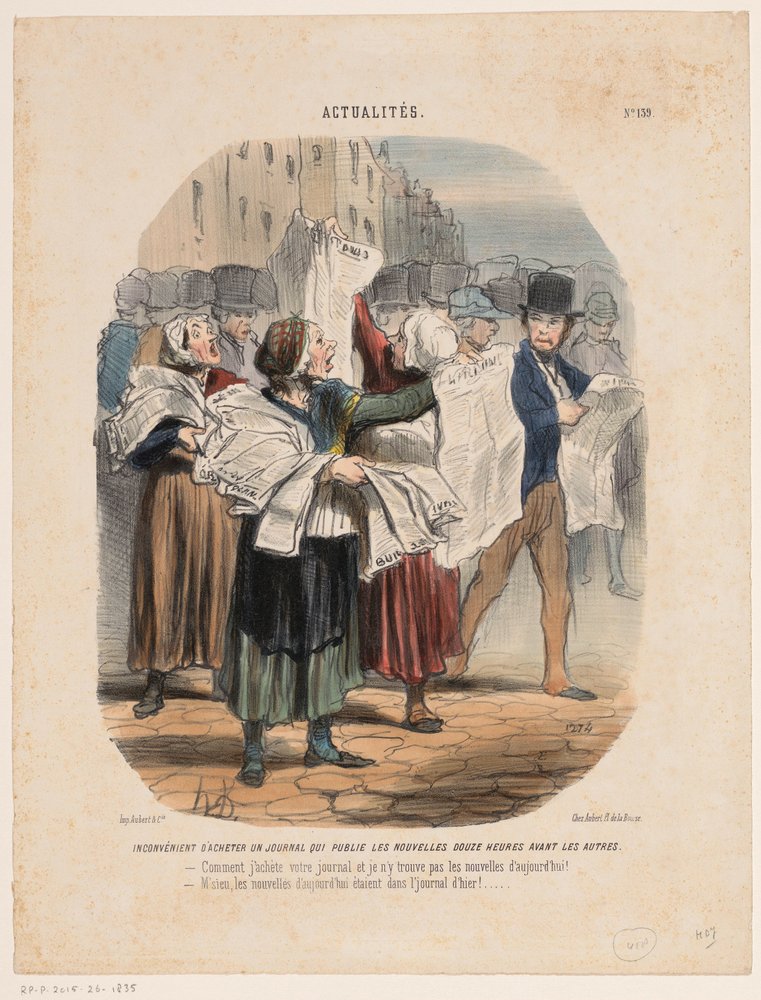 Krantenverkoopsters
Actualiteiten (título de la serie)
Actualités (título de la serie en el objeto) de Honoré Daumier