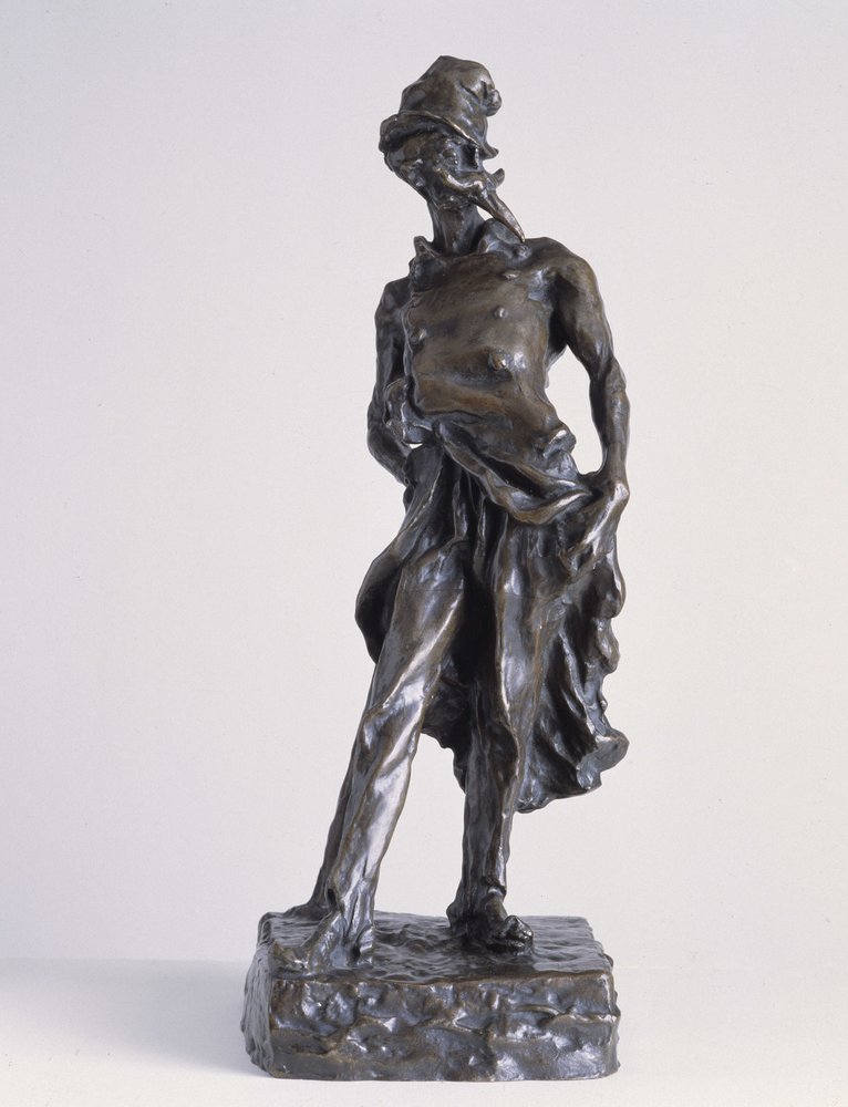 El ratapoil, un caricaturista político que representa al sepulturero de la República. Escultura de bronce con arena por Honore Daumier de Honoré Daumier