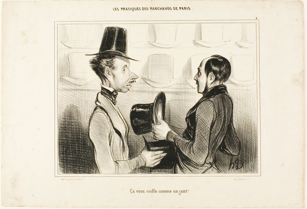 "¡Te queda como un guante!", plato 34 de Types Parisiens de Honoré Victorin Daumier