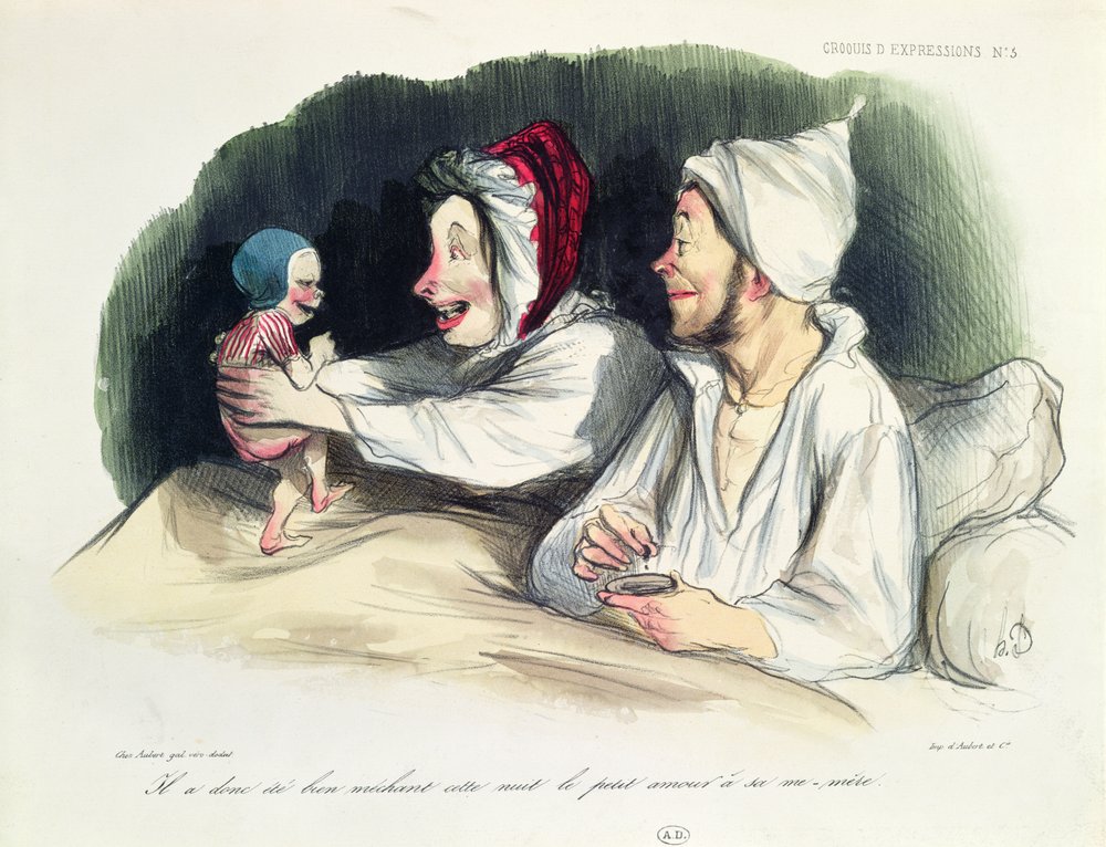 Padres extasiados con su nuevo bebé | Honoré Daumier
