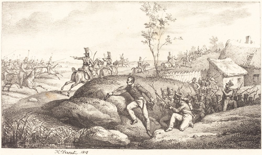 Emboscada de infantería contra los cosacos de Emile Jean Horace Vernet