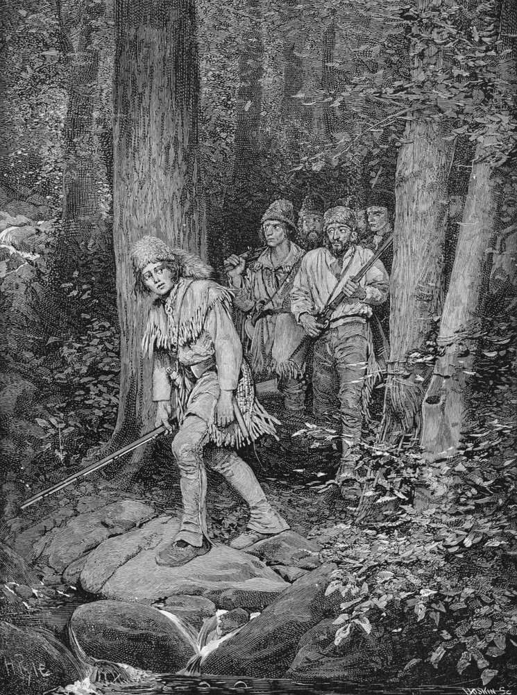 Joseph Brown liderando su compañía a Nicojack, el bastión de los Chickamaugas, ilustración de 
