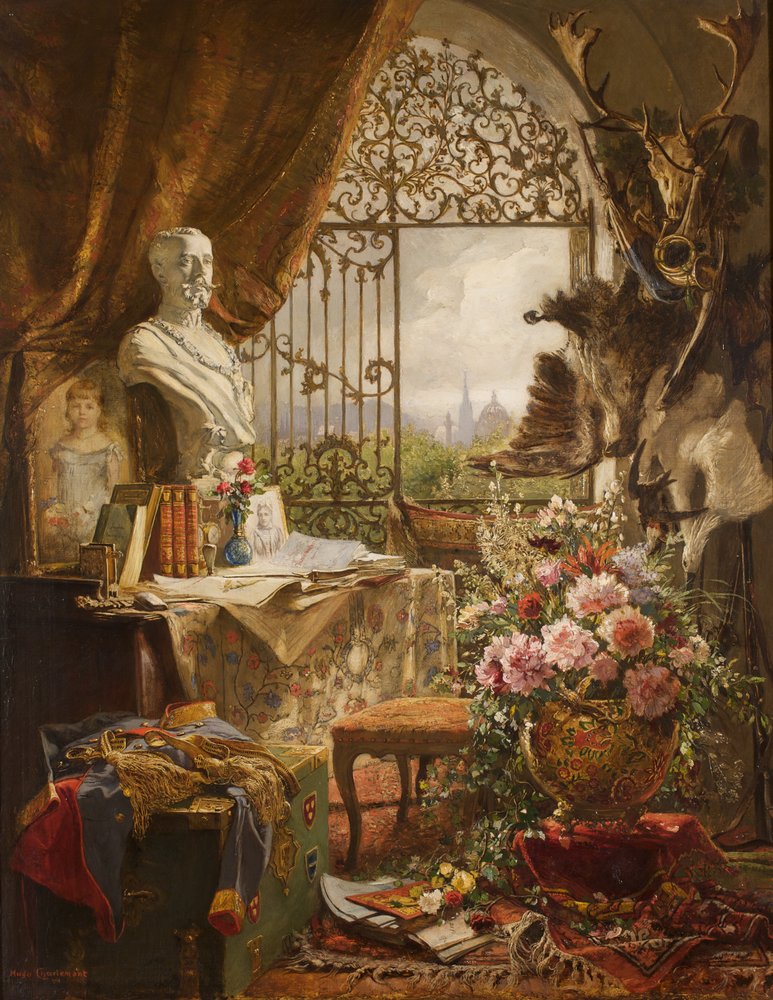 Bodegón con busto del príncipe heredero Rudolf de Hugo Charlemont