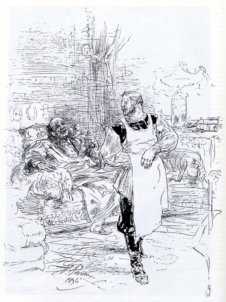Ilustración para la novela La muerte de Iván Ilich de León Tolstói, 1896 de Ilya Efimovich Repin