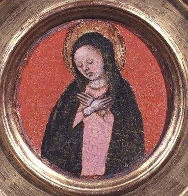 La Virgen María, lado derecho de un tríptico (panel) (ver también 74615 ...