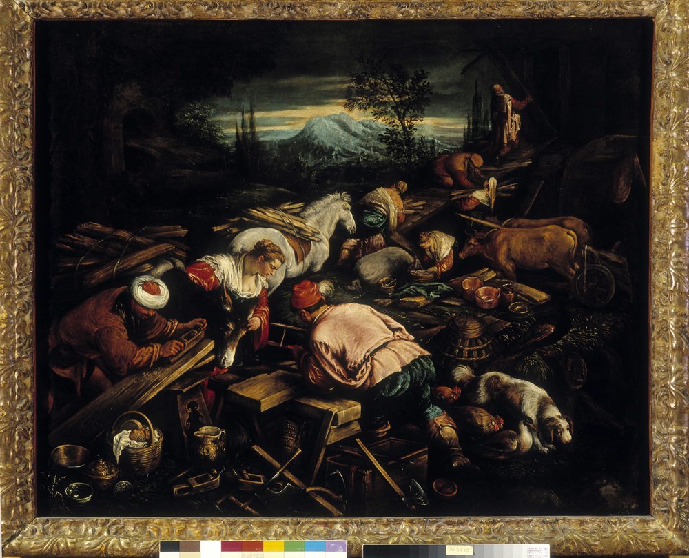 La construcción del Arca de Noé de Jacopo Bassano