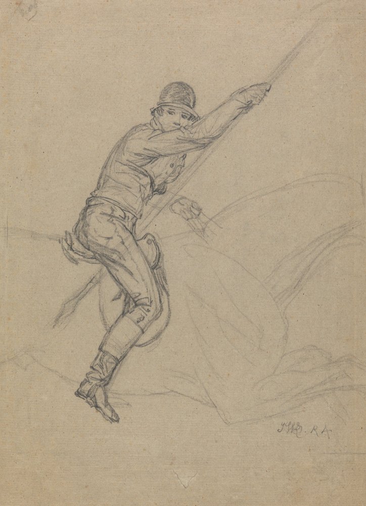 Sir Charles Blunt cazando el jabalí y escapando del tigre- un estudio para uno de un conjunto de cuatro pinturas de James Ward