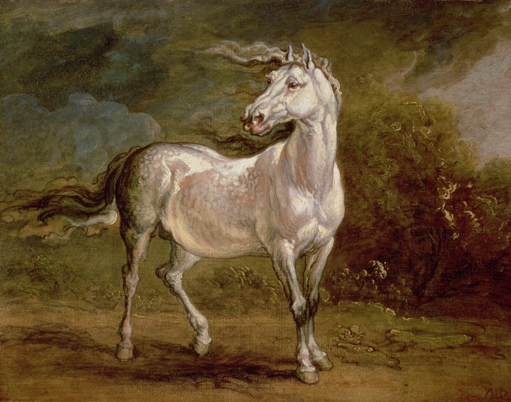 Un caballo gris en un paisaje de James Ward