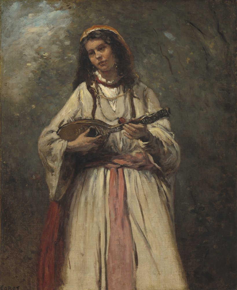 Gitana con mandolina, c.1870 de Jean-Baptiste-Camille Corot