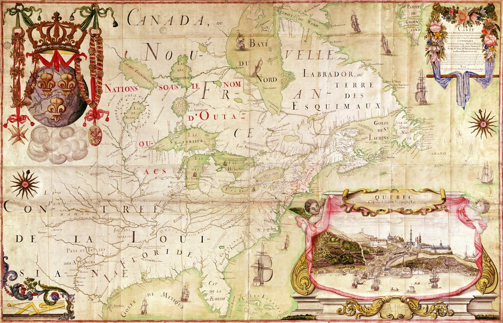 Mapa de Canadá, de «Mapa de América del Norte» de Jean Baptiste Louis Franquelin