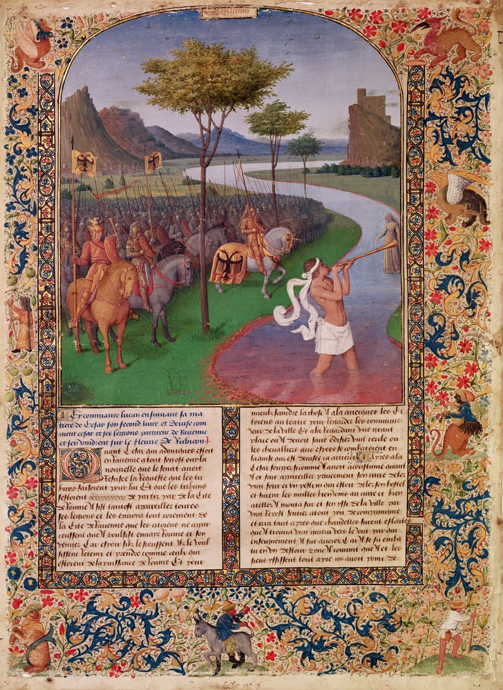 Julio César (100-44 a. C.) cruzando el Rubicón, hacia 1470 (detalle) de Jean Fouquet