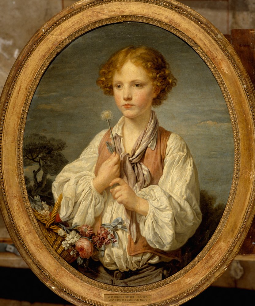 Un joven pastor que recurre a la adivinación para saber si su pastora le quiere de Jean-Baptiste Greuze