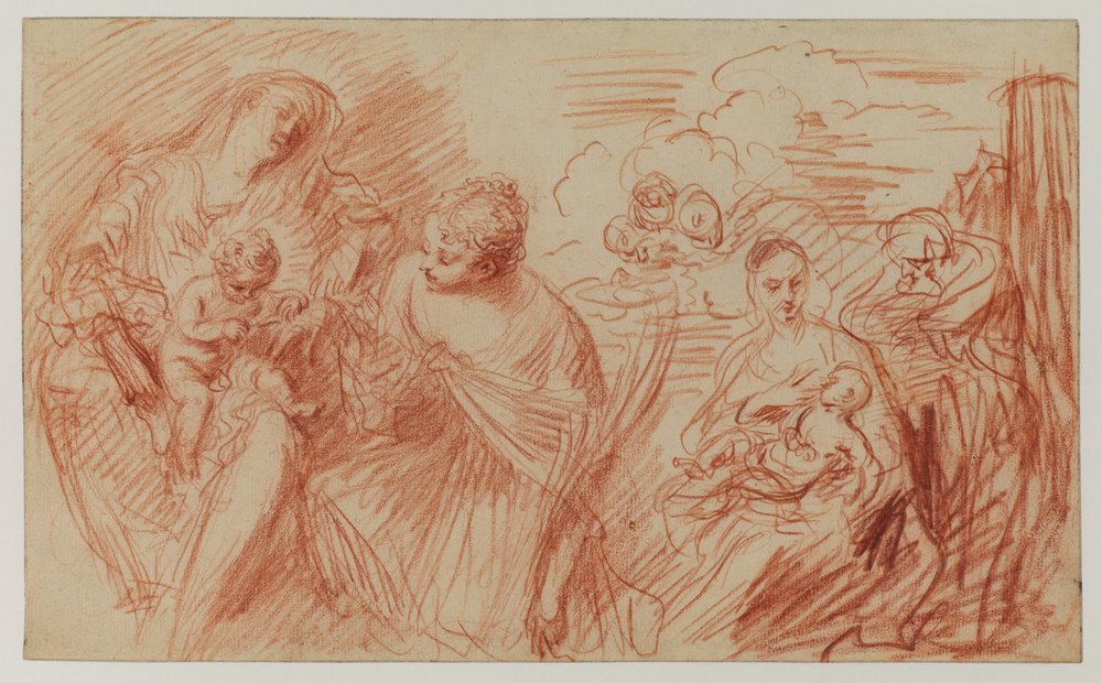 Hoja de estudios después de los maestros antiguos de Jean-Antoine Watteau