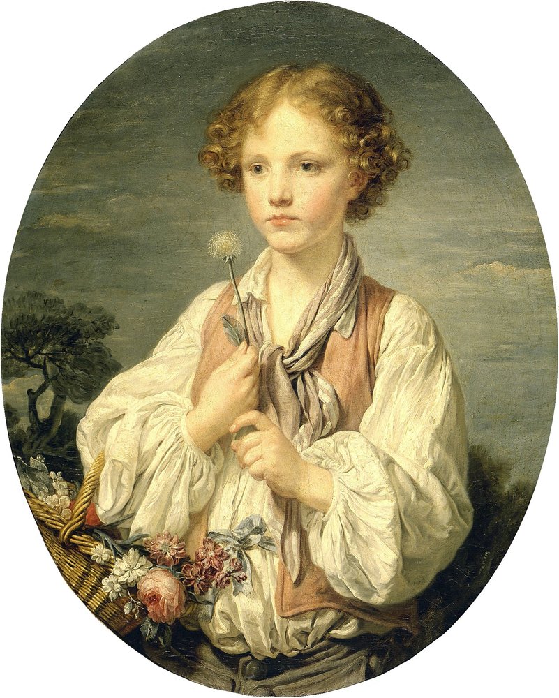 Joven pastor sosteniendo una flor de Jean-Baptiste Greuze