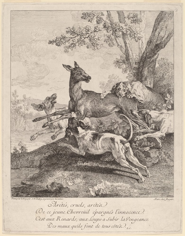 Un Ciervo Atacado por Perros de Jean-Baptiste Oudry