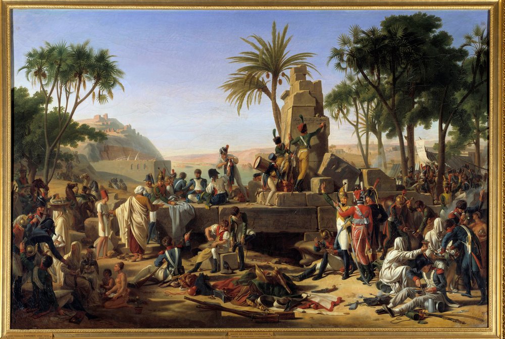 Campaña de Egipto (1798-1801): "Detención del ejército francés en Syene en el Alto Egipto, 2/02/1799" de Jean-Charles Tardieu