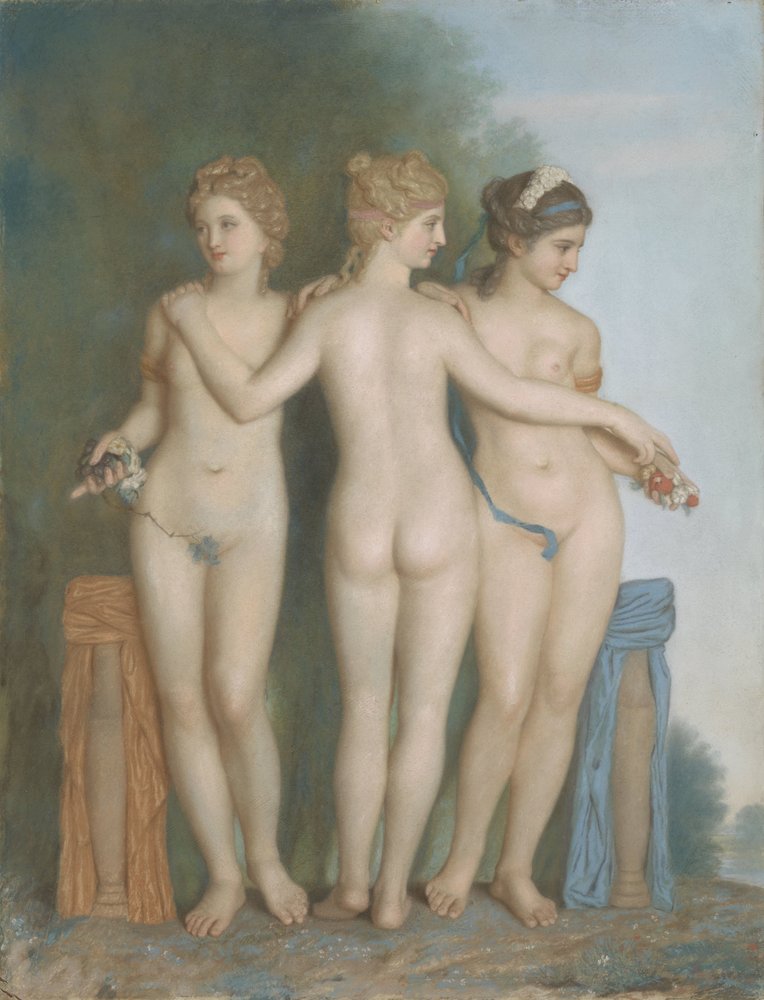 Las Tres Gracias, según el grupo de mármol antiguo de la Galería Borghese, Roma de Jean-Étienne Liotard
