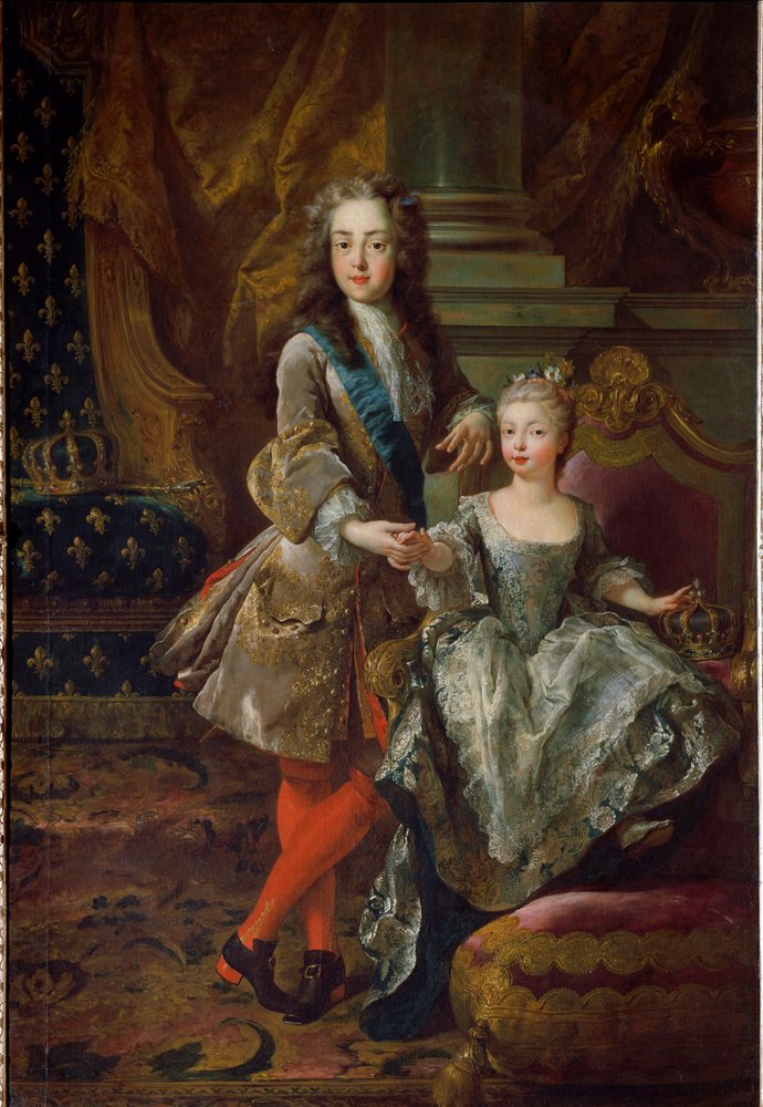 Retrato del Rey Luis XV y su prometida María Ana Victoria de España, hija de Felipe V de España de Jean-François de Troy