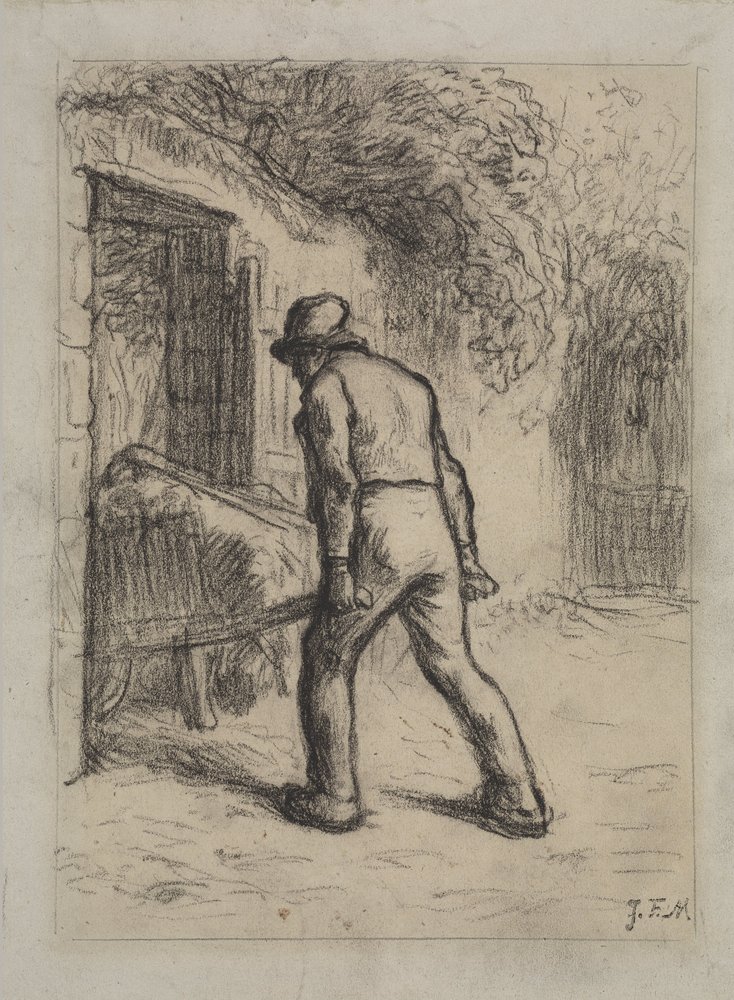 Estudio para Hombre con una Carretilla de Jean-Francois Millet