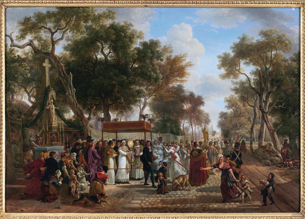 La procesión del Corpus Christi en un pueblo