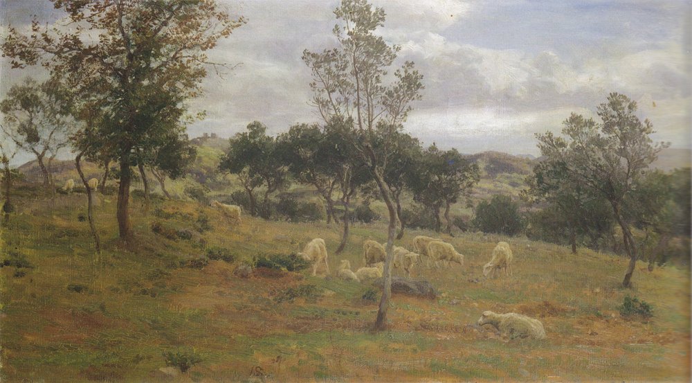 Paisaje italiano con olivos de Joakim Frederik Skovgaard