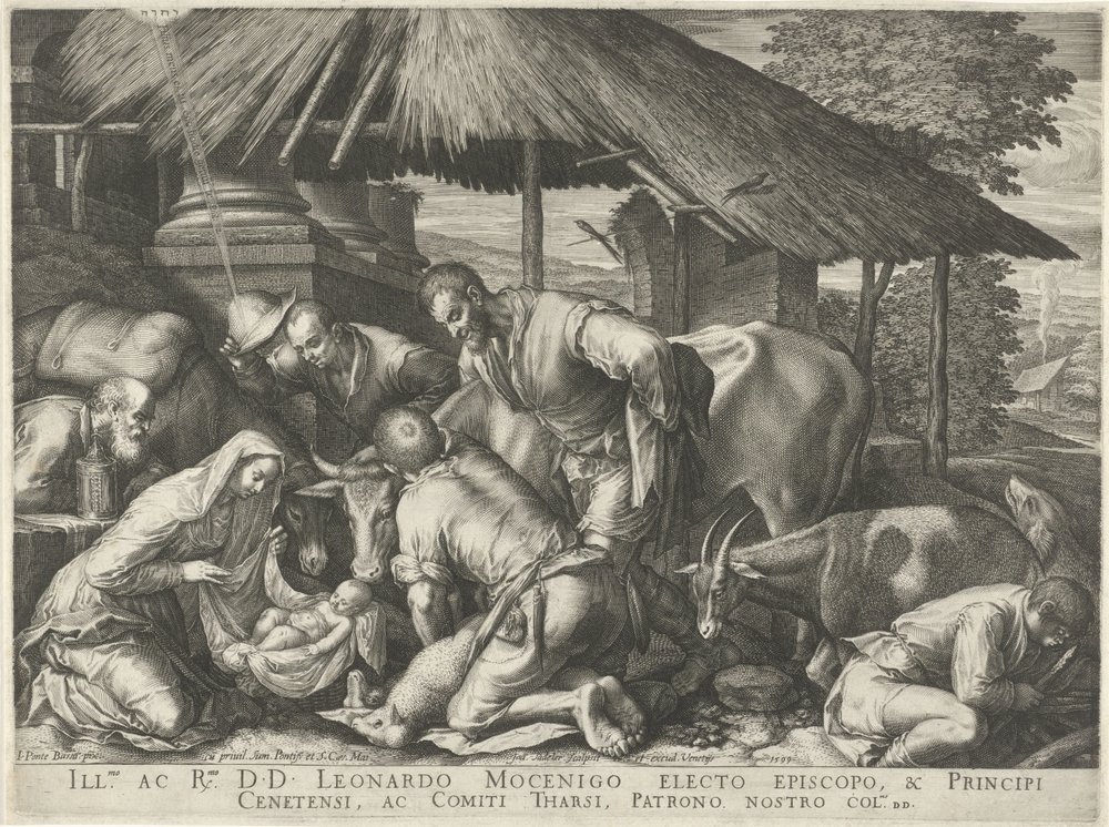 Adoración de los pastores con pastorcito dormido de Johann Sadeler (I)