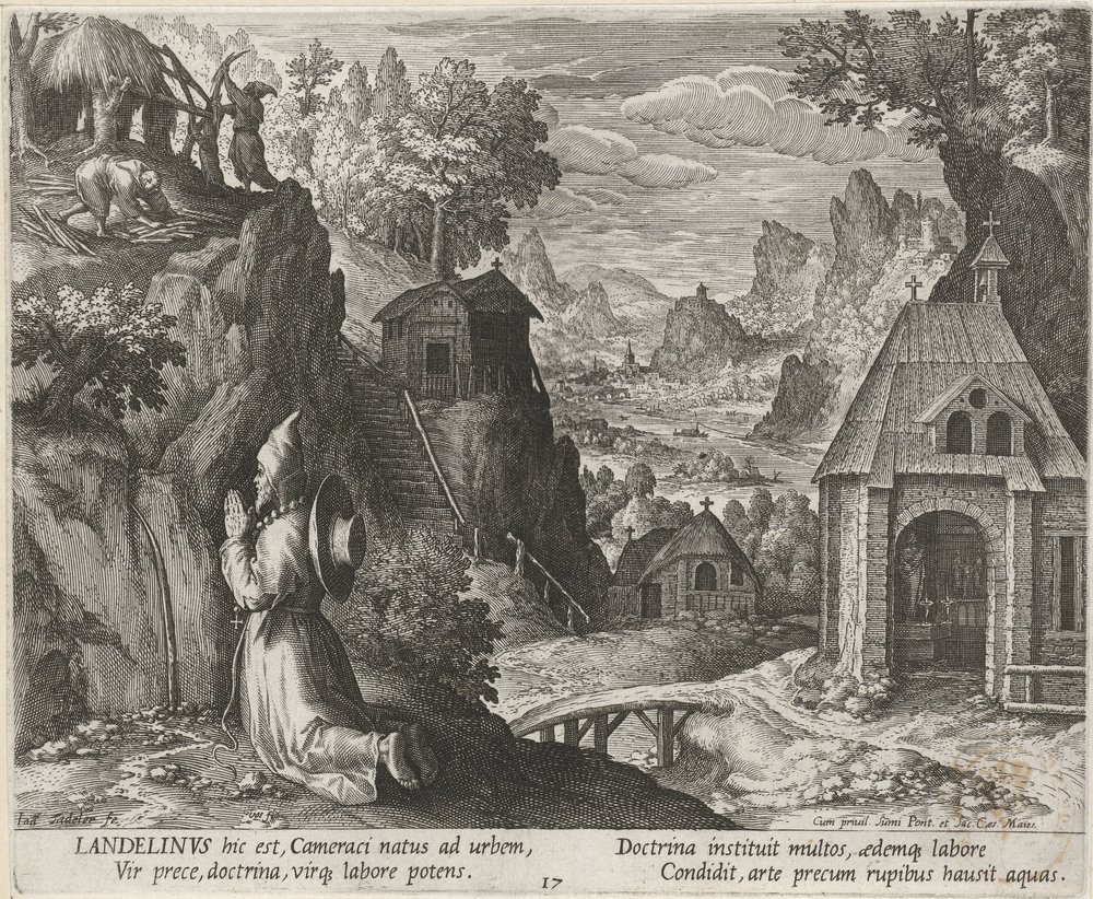 San Landelinus como un ermitaño Ermitaños (título de la serie) Oraculum Anachoreticum (título de la serie) de Johann Sadeler (I)