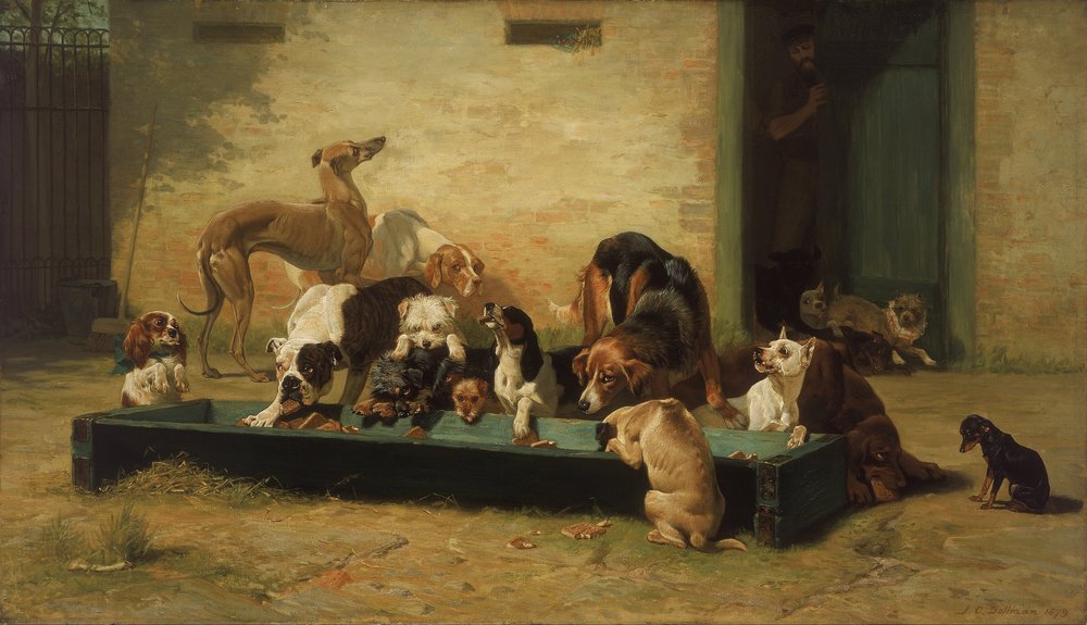 Mesa de huéspedes en un hogar para perros de John Charles Dollman