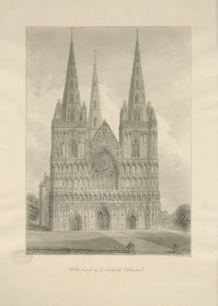 Catedral de Lichfield - Fachada Oeste de John Buckler