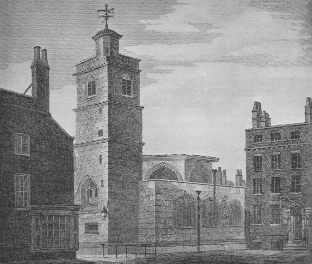 Iglesia de San Bartolomé el Menor, Ciudad de Londres, c1830 de John Coney