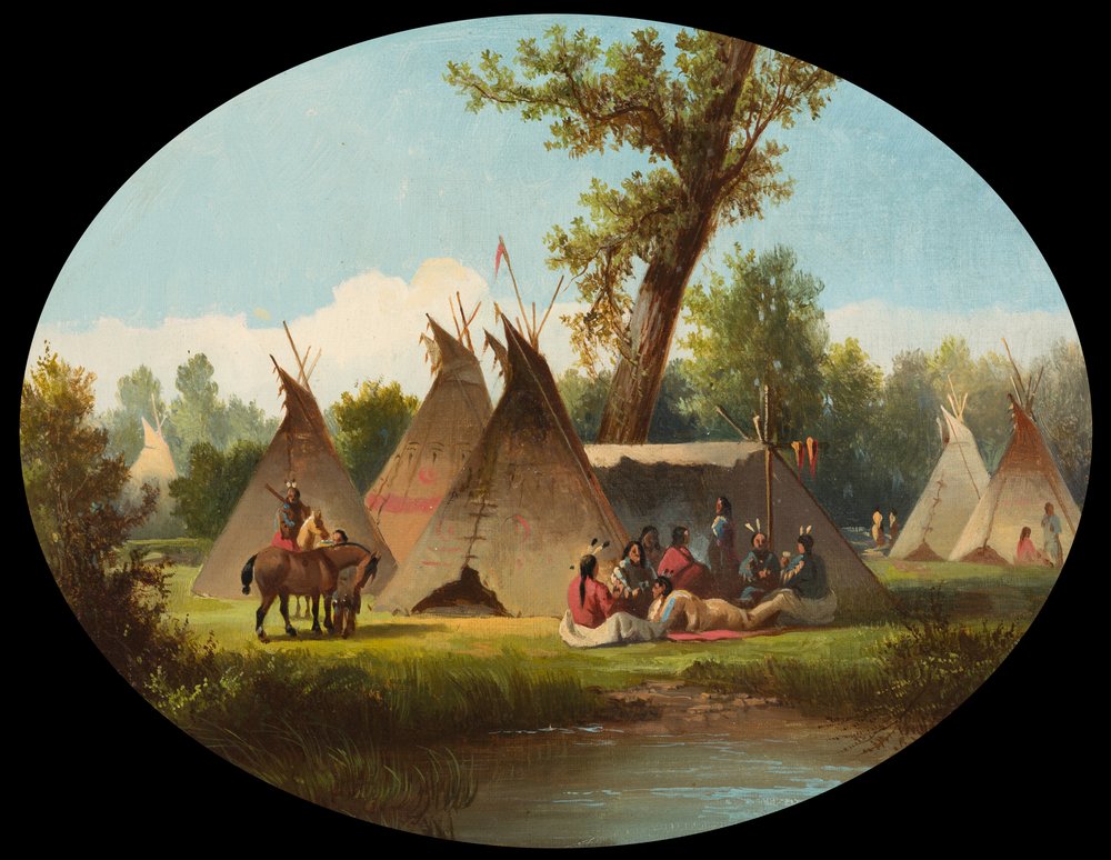 Campamento Assiniboin en el Alto Missouri, c.1870 de John Mix Stanley