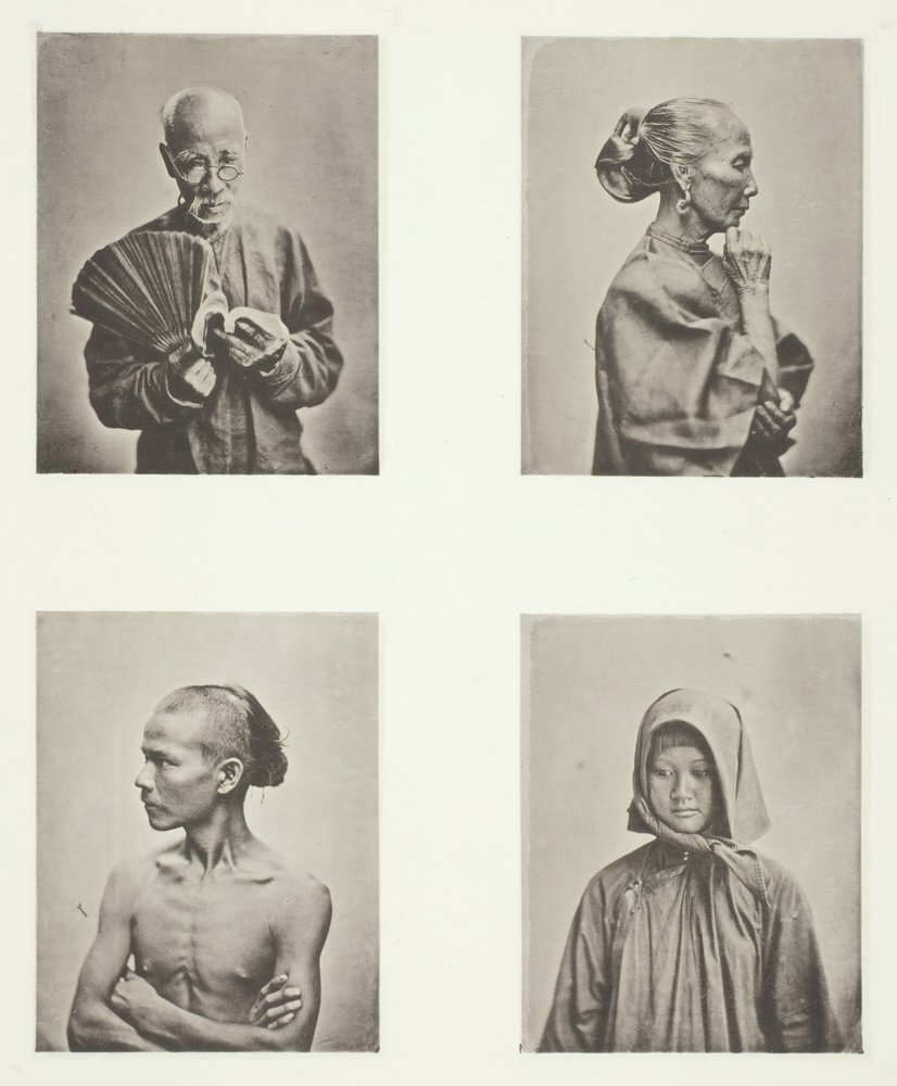 Cuatro cabezas, tipos de la clase trabajadora, c. 1868 de John Thomson