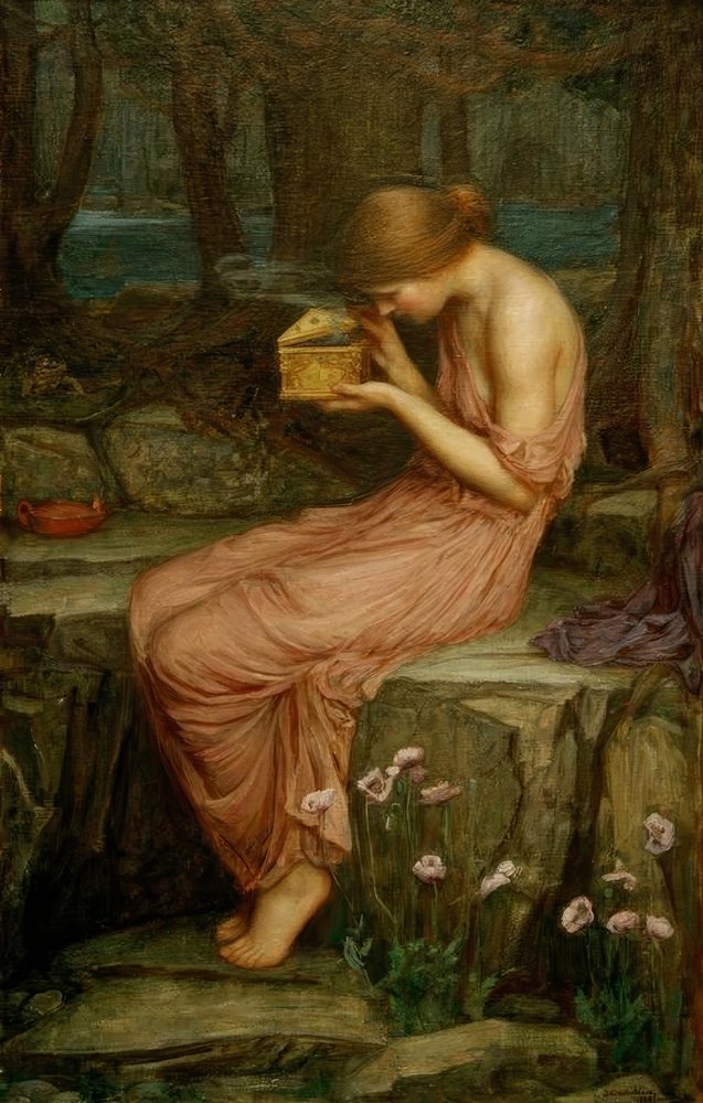 Psique abriendo el cofre de oro de John William Waterhouse