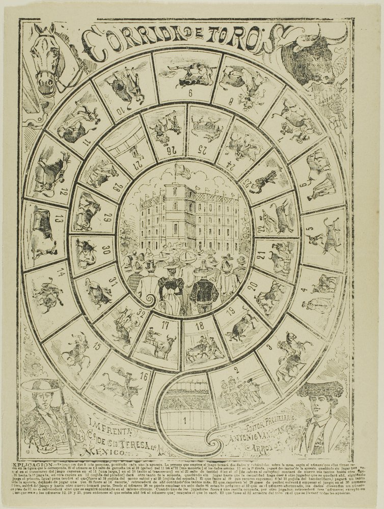 Juego de dados de corrida de toros de José Guadalupe Posada
