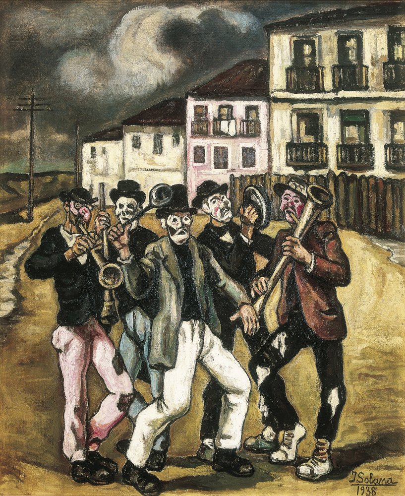 GUTIERREZ SOLANA, José (1886-1945). Máscaras vinateras. 1944-1945. Óleo  sobre lienzo. Colección particular