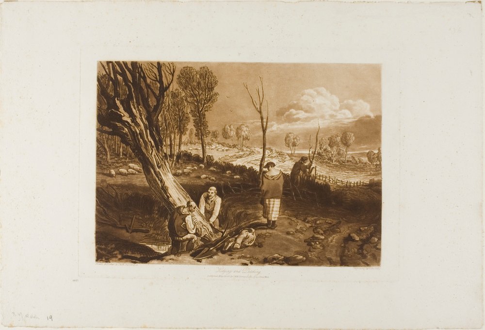 Cercado y zanjeo, lámina 47 de Liber Studiorum de Joseph Mallord William Turner