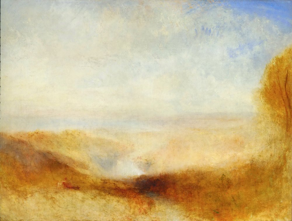 Paisaje con un río y una bahía al fondo de Joseph Mallord William Turner