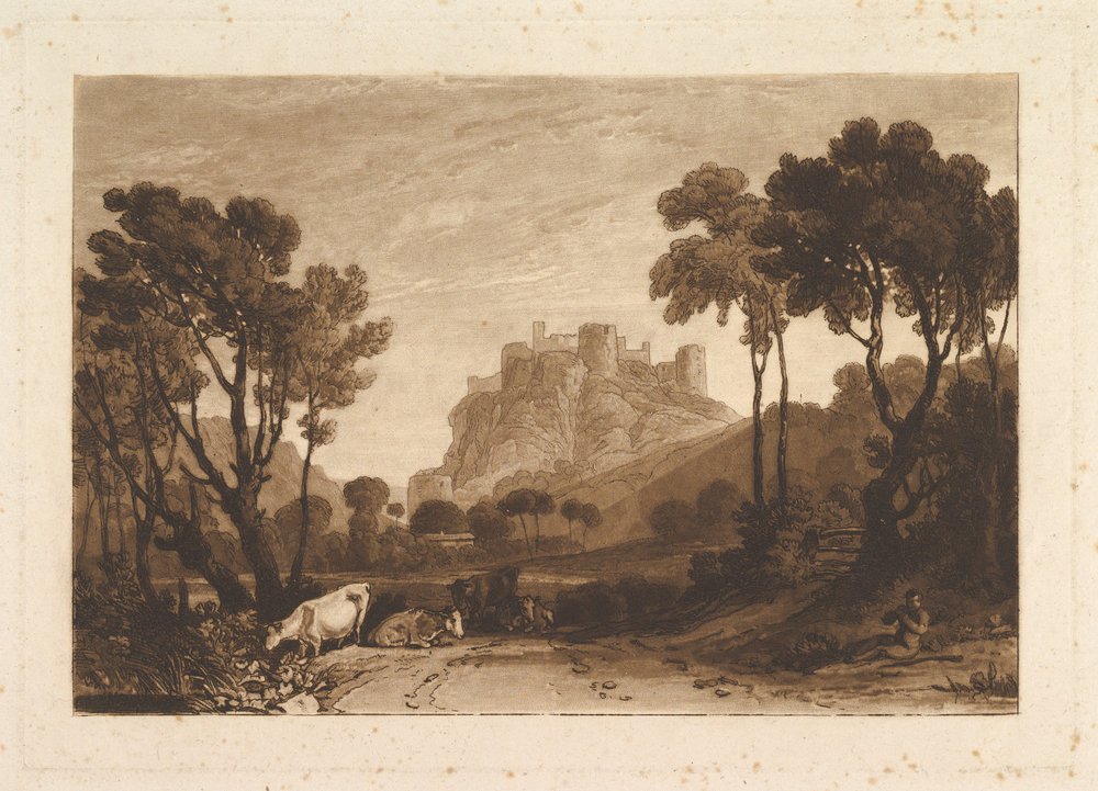 El castillo sobre los prados Liber Studiorum, parte II, placa 8, 1808 de Joseph Mallord William Turner