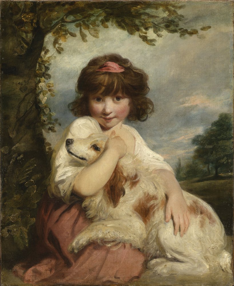 Una niña y su perro de Joshua Reynolds