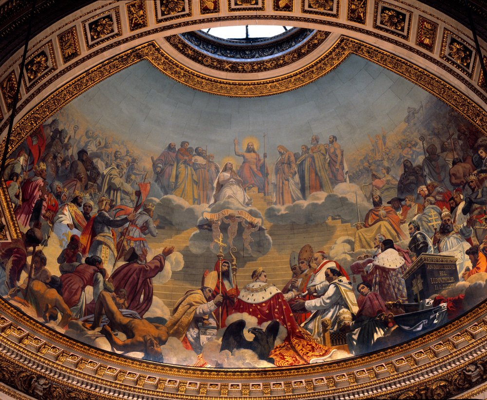 Historia y glorificación del cristianismo, pintura de la cúpula de la iglesia de la Madeleine de Jules Claude Ziegler
