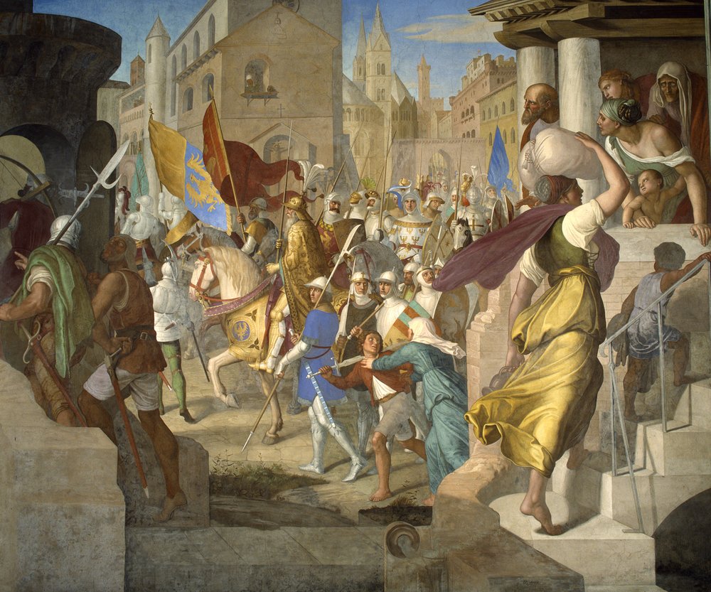 El ejército de Carlomagno en París de Julius Schnorr von Carolsfeld