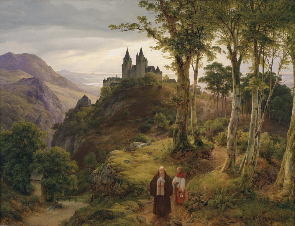 Paisaje romántico con complejo monástico de Carl Friedrich Lessing