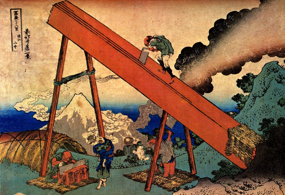 Serie de 36 vistas del monte Fuji: vista del monte Fuji desde las montañas Totomi, japón - Impresión de Katsushika Hokusai (1760-1849) (escuela ukiyo-e) 1830-1833 estado Museo Pushkin de Bellas Artes, Moscú de Katsushika Hokusai