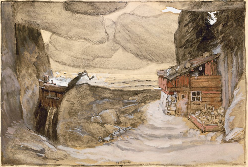 Diseño de Escenario para la Ópera Der Bergsee de Julius Bittner, 1910-1911 de Koloman Moser