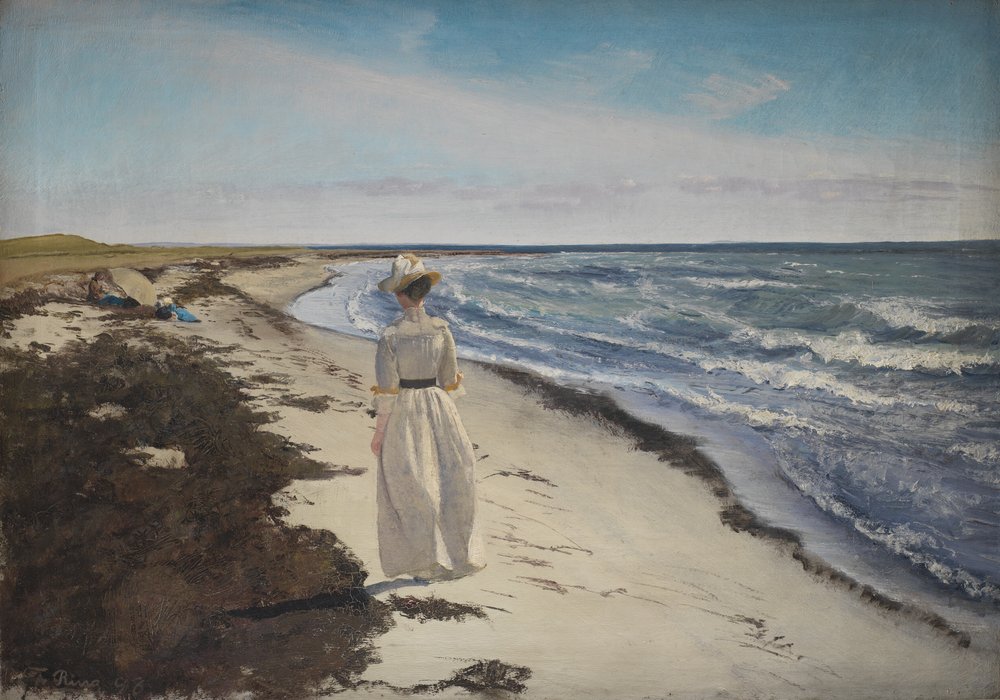Dama en la playa de Karrebæksminde, Zelanda de Laurits Andersen Ring