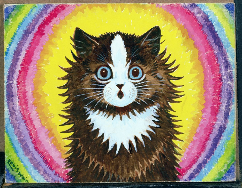 Gato en un arco iris de Louis Wain